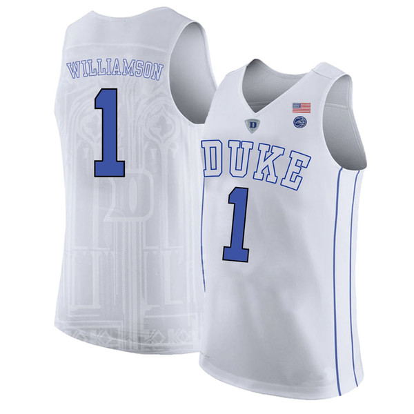 Zion Williamson Men's White Duke Blue Devils Cam Reddish RJ Barrett Marvin Bagley III Jayson Tatum Stitched College Basketball Jersey