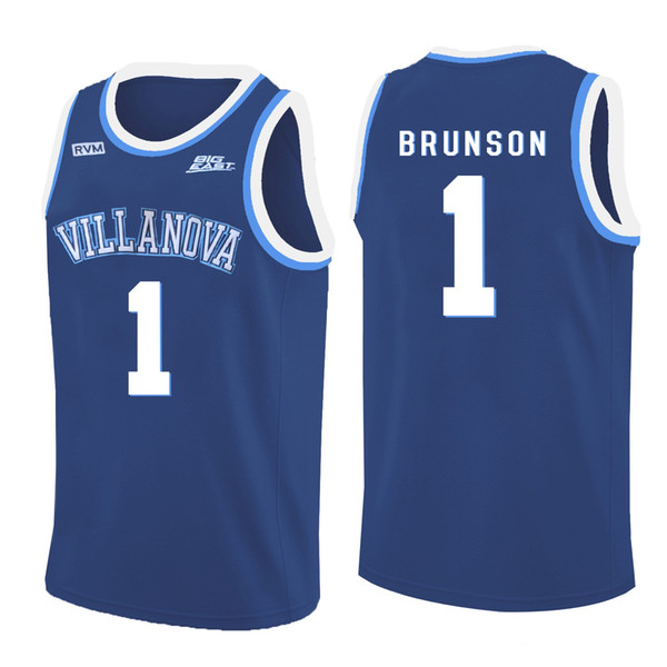 Jalen Brunson Stitched Blue round-neck Villanova Wildcats Dante Cunningham Dhamir Cosby-Roundtree Men's White v-neck College Jersey