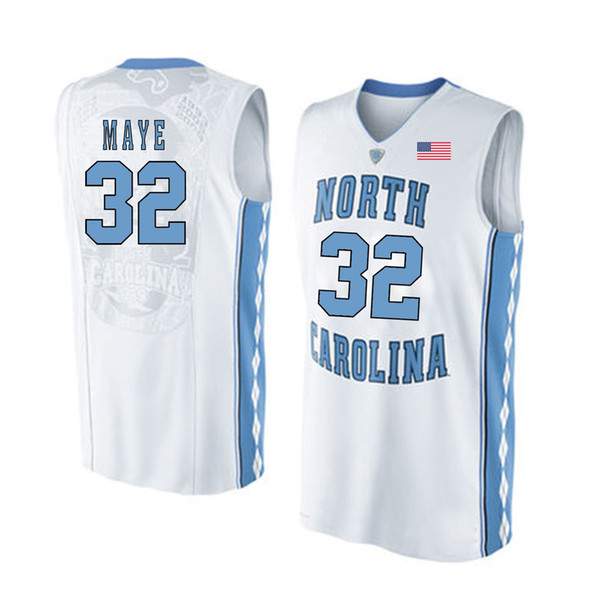 Luke Maye Stitched North Carolina Tar Heels Nate Britt Lennie Rosenbluth Sterling Manley Men's White College Jersey