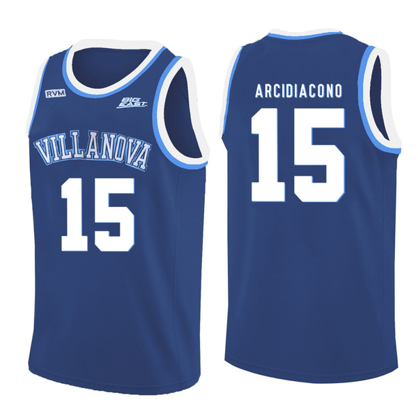 Ryan Arcidiacono Stitched Blue round-neck Villanova Wildcats Phil Booth Mikal Bridges Men's White v-neck College Jersey