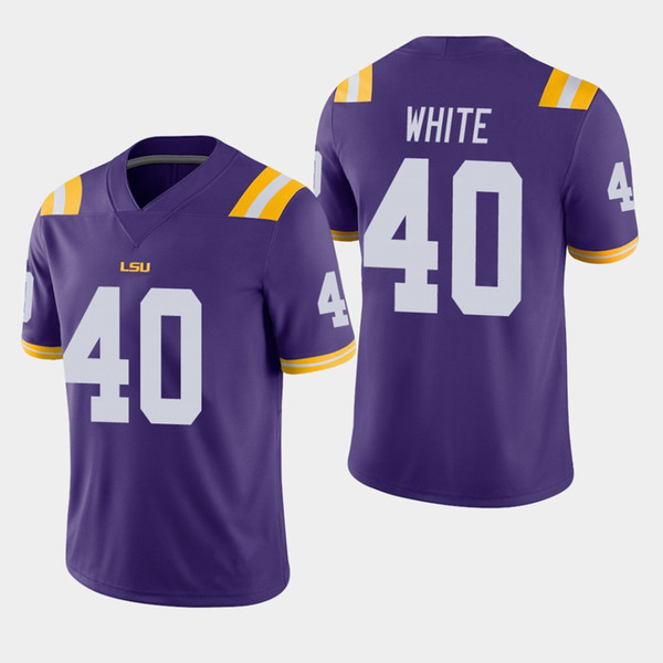 Devin White Stitched Men's LSU Tigers #40 Purple White College Player Jersey Draft First Round Pick