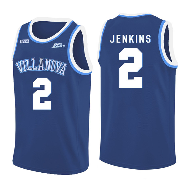 Kris Jenkins Stitched Blue round-neck Villanova Wildcats Tom Leibig Matt Kennedy Men's White v-neck College Jersey