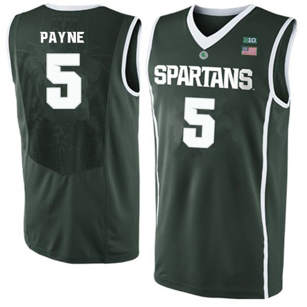 Adreian Payne Stitched Green Michigan State Spartans Deyonta Davis Bryn Forbes Alan Anderson Men's White v-neck College Jersey