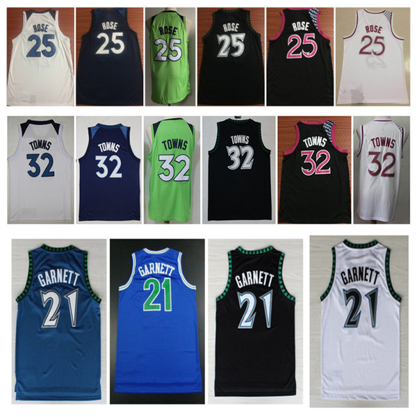 NCAA 2019 Men New City 21# Kevin Garnett Jersey 32# Karl-Anthony Towns 25# Derrick Rose Basketball Jerseys Stitched Embroidery Shirts