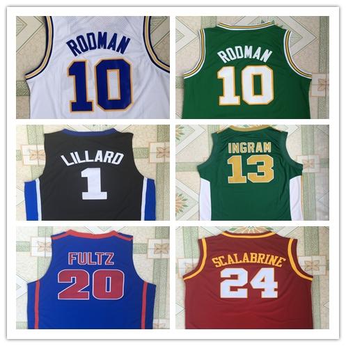 NCAA 2019 Men 10#Dennis Rodman 1#Damian Lillard 13#Brandon Ingram High school Jersey 20Markelle Fultz 24# Brian Scalabrine Jerseys