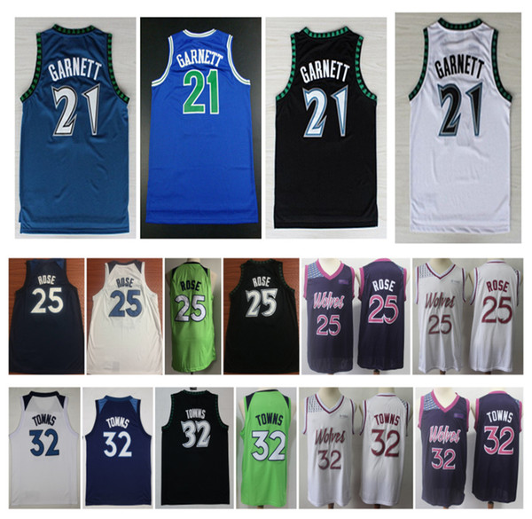 NCAA 2019 Men New City 21# Kevin Garnett Jersey 32# Karl-Anthony Towns 25# Derrick Rose Basketball Jerseys Stitched Embroidery Shirt