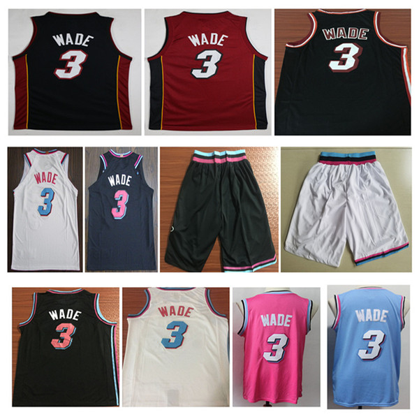 NCAA Wholesale 2019 New Men City 3# Dwyane Wade jersey Stitched Wade basketball jerseys White Black Blue shorts Embroidery Wade shirt