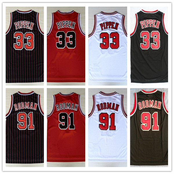 NCAA 2019 Mens Mesh Cheap Breathable #33 Scottie Pippen Jersey 91# Dennis Rodman embroidery Suture White Red Shirts Basketball Jerseys