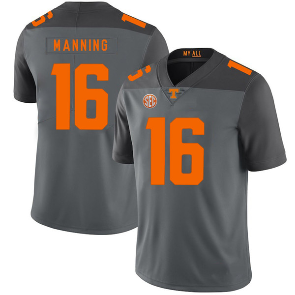 Peyton Manning Stitched Mens Tennessee Volunteers Rashaan Gaulden Ramon Foster White Gray Orange NCAA College Jersey