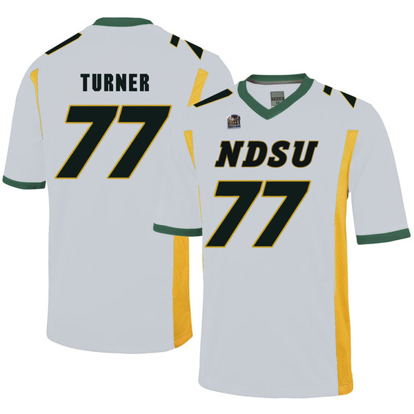 Billy Turner Stitched Mens North Dakota State Bison Nate Tanguay Carson Wentz White Yellow Green NCAA College Jersey