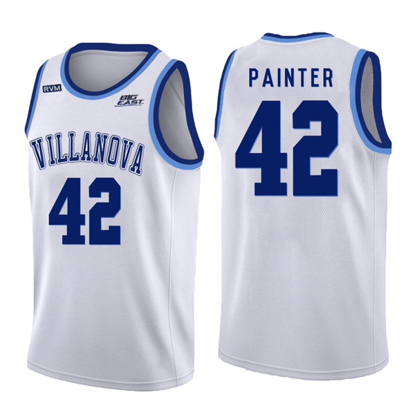 Dylan Painter Stitched Blue round-neck Villanova Wildcats Darryl Reynolds Eric Paschall Men's White v-neck College Jersey