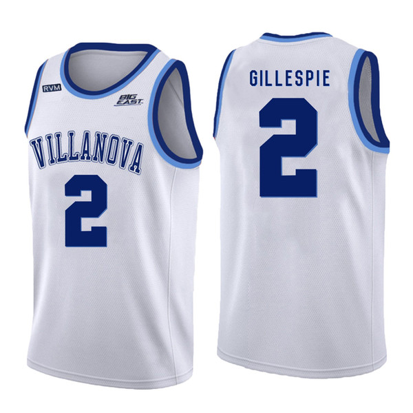 Collin Gillespie Stitched Blue round-neck Villanova Wildcats Peyton Heck Josh Hart Men's White v-neck College Jersey