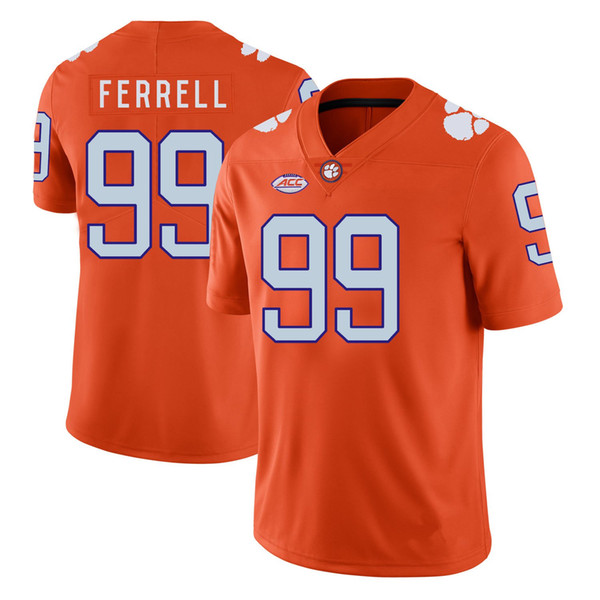 Clelin Ferrell Stitched Men's Clemson Tigers #1 Orange White College Player Jersey Draft First Round Pick