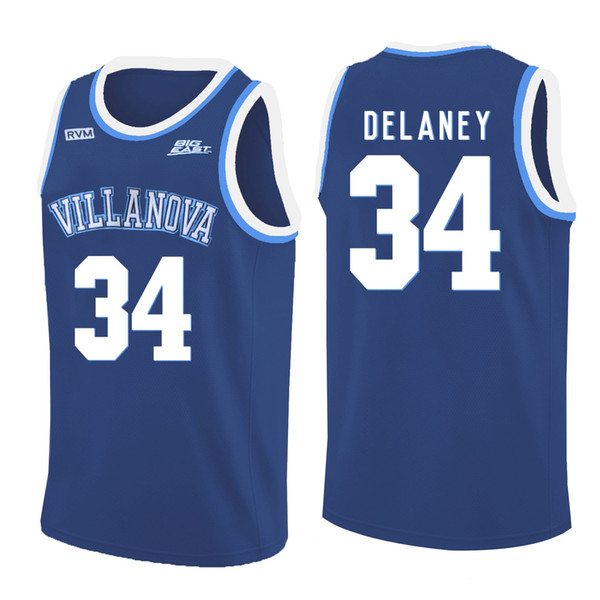 Tim Delaney Stitched Blue round-neck Villanova Wildcats Darrun Hilliard Donte DiVincenzo Men's White v-neck College Jersey