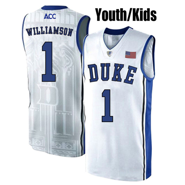 Youth Black Duke Blue Devils Zion Williamson White RJ Barrett Blue Kids Stitched College Basketball Jersey