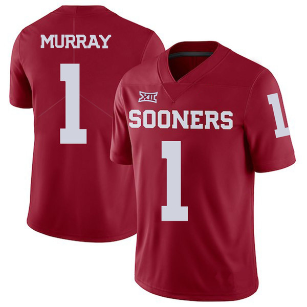 Kyler Murray Stitched Men's Oklahoma Sooners #1 Red White College Player Jersey Draft First Round Pick