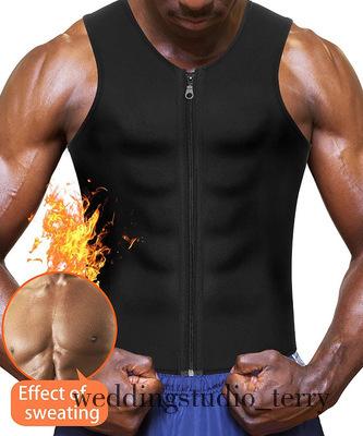 Men Waist Trainer Vest Hot Neoprene Corset Body Shaper Zipper Sauna Tank Top Workout Shirt