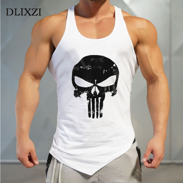 Printed Punisher Fitness Men Tank Tops Cotton Muscle Shirt Bodybuilding Singlet Street Workout Clothing Gyms Wear Vest Male