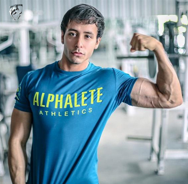 New Mens Fitness Clothing Tshirts Summer ALPH Athletic Clothes Male Hommes Gym Tops Tees Short Sleeved