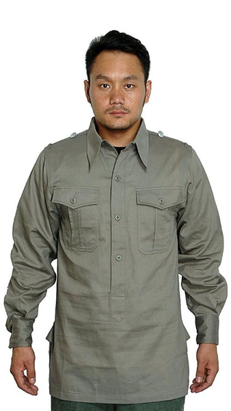 Men'S German Wh Wehrmacht Heer Cotton Shirt Grey - World Store