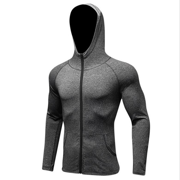 #9002 Men 's Autumn Winter Sports Basketball Gym Running Training Outdoor Hiking Zipper Hoodies Sweatshirts Drying Jacket Coats