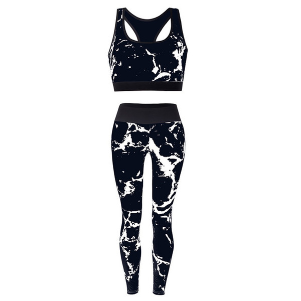 Women'S Sports Yoga Set Two-Piece Print Sportswear Gym Clothing Breathable Slim Fitness Set Running Sports Set Women