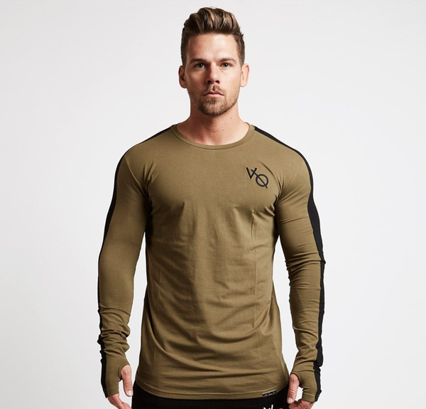 New autumn new men long sleeved t shirt cotton raglan sleeve gyms Fitness workout clothing male Casual fashion Brand tees tops