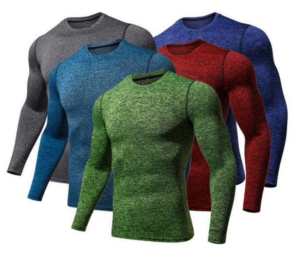 Mens Compression Tshirts Spring Autumn New Slim Fit Quick Dry Fitness Tops