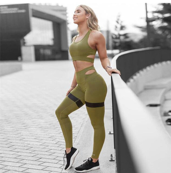 2019 Europe and the United States cross-border hot new women's yoga fitness trousers set yoga clothes sports running suit womenY7