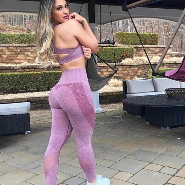 2019 The new gym Wear Sports Leggings For Women Solid Sportswear Yoga Set Workout Clothing S1