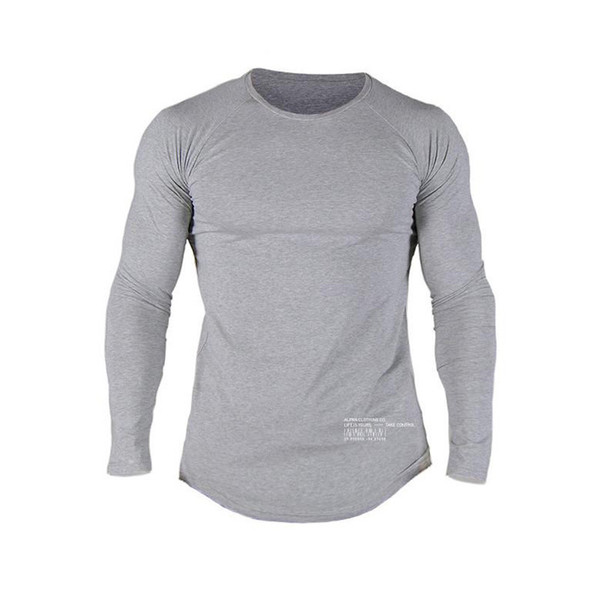 gym New fashion men's Cotton Five-point Stretch T-shirt for Five-point Running Training gym Long Sleeve