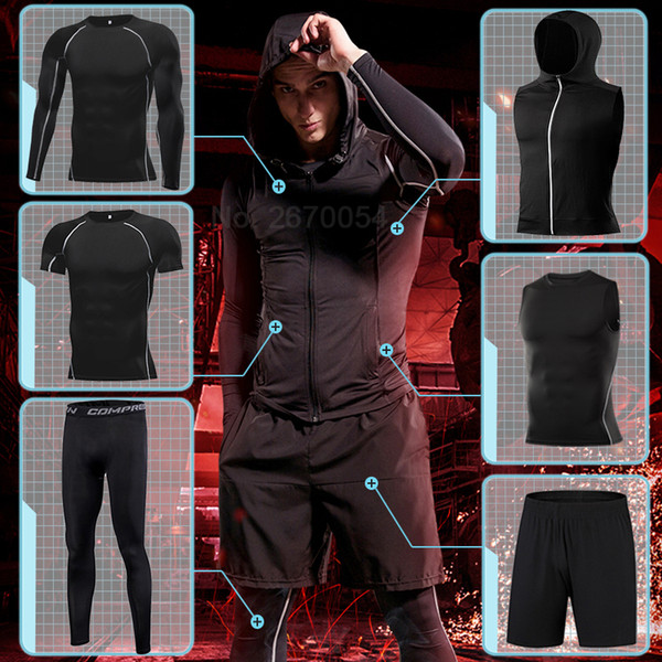 Men's Running Sports Suit Workout Tight Sport Clothing Set Jogging Training Clothes Fitness Compression Sportswear Gym Quick Dry