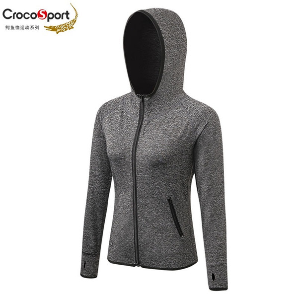 Crocosport 39's New Women Jersey Ladies hooded Breathable Sport Shirt Jackets Leisure Femme Sport Clothes Fast Dry for Women's