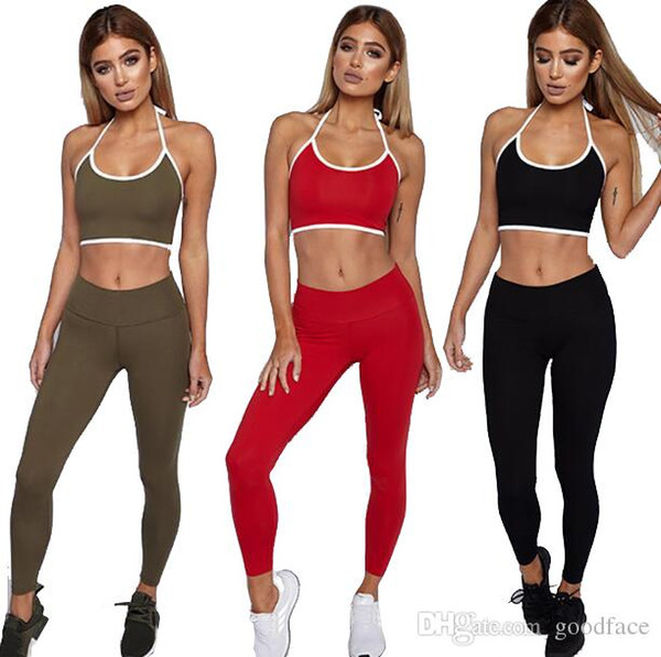 Tracksuit for Women Sports Fitness Yoga suit Running gym Sport Crop Tops Sweatshirt Pants Sets Casual Suit Leisure Wear Vest and Pants