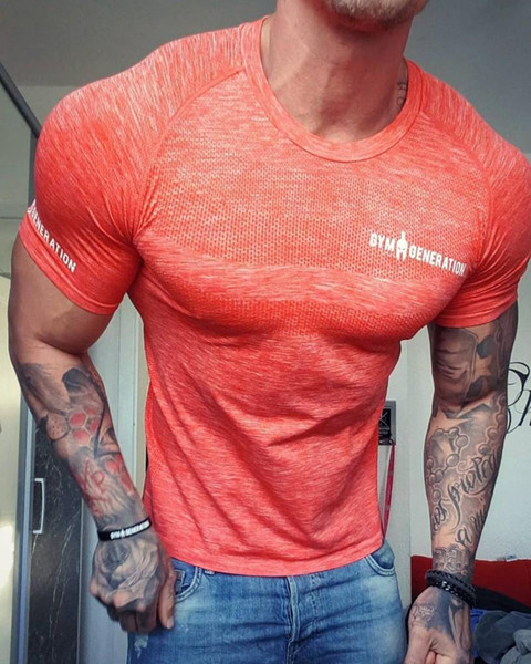 Hot gym Muscle Boy Brothers Spring and Summer Tops Men's Running Fitness Fast Dry Clothes Comfortable Ventilating Outdoor Sportswe