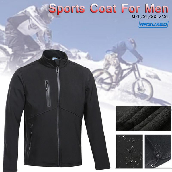 New For ARSUXEO Men's Thermal Fleece Cycling Winter Warm Up Bike Clothing Windproof Waterproof Sports Coat MTB Bike Jacket 16W