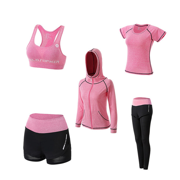 2020 new Women's sportswear Yoga Set pants+shorts+bra+t shirt+coats women yoga 5 piece set outdoor sports quick dry tracksuits fitness