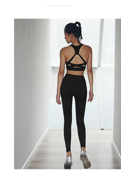 Women yoga two pieces set sexy vest top and pants sports suit fashion clothing free shipping