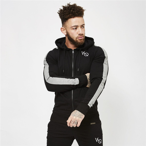 VQ Vanquish Striped Mens Designer Tracksuits Gym Fitness Outdoor Athletic Hooded Tops Pencil Pants Male Hoodie Jogger Pants Suits