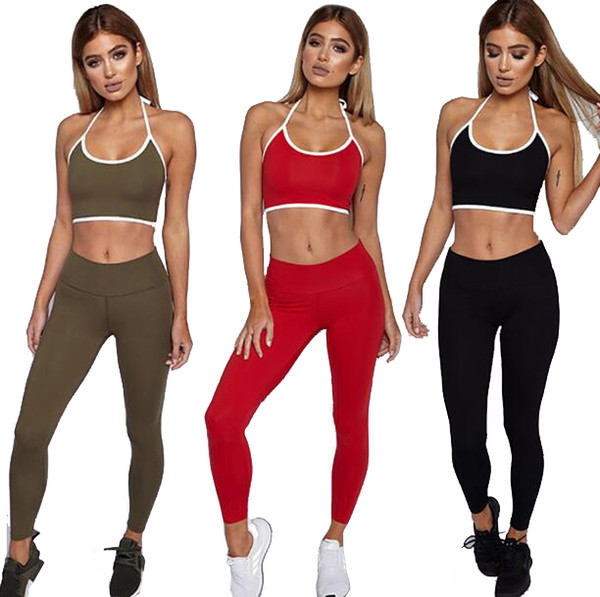 Tracksuit for Women Sports Fitness Yoga suit Running gym Sport Crop Tops Sweatshirt Pants Sets Casual Suit Leisure Wear Vest and Pants