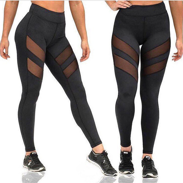 Women Yoga Pants Fitness Sport Leggings Tights Skinny Running Sportswear Patchwork Mesh Sports Pants Training Trousers Pants