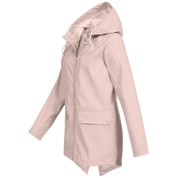 Women's fashion outdoor hoodie solid color zipper jacket breathable waterproof hooded raincoat windproof coat sports jacket