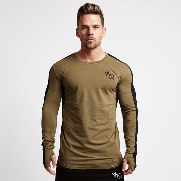 New autumn new men long sleeved t shirt cotton raglan sleeve gyms Fitness workout clothing male Casual fashion Brand tees tops