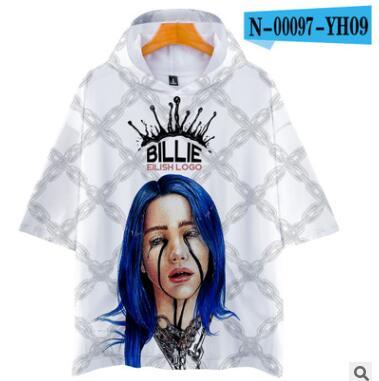 2019 Los Angeles hot new singer Billie Eilish 3D printed short sleeve cap