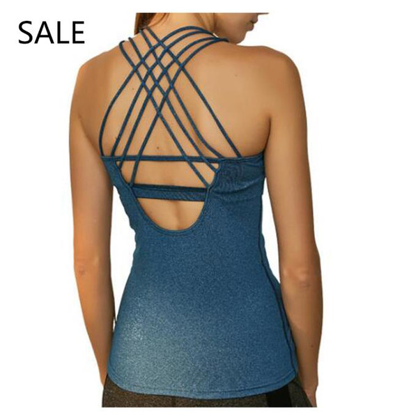 Women Sport Tanks Sexy Backless Criss-Cross Design running fitness yoga shirt comfortable Vest Breathable shockproof gym fashion activewear