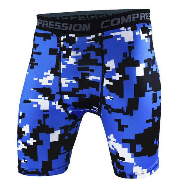 2019 hot gym Men's Sports Fitness Elastic quick drying shorts Trend Physical exercise Pattern camouflage Color collision