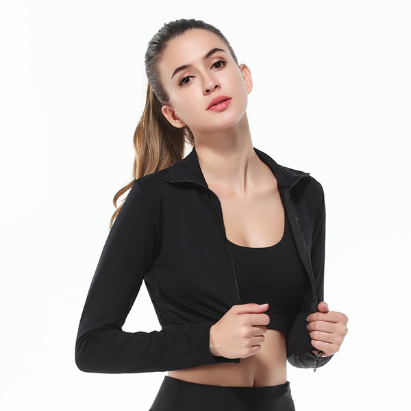 South Korean version of new yoga jacket sexy short navel show thin yoga jacket sports fast dry sweat