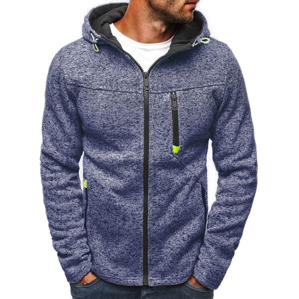 2018 Wholesale Men Winter Slim Warm Hooded Sweatshirt Zipper Up Coat Jacket Outdoor Sports Running Training Fitness Equipment
