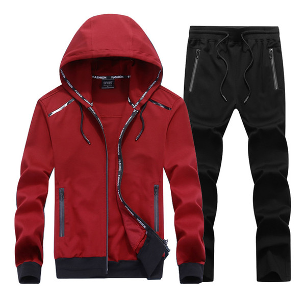 Mens Running Clothing Sets Fashion Tracksuits Plus Size Hoodie Cardigan Long Sweatpants 2pcs Suits