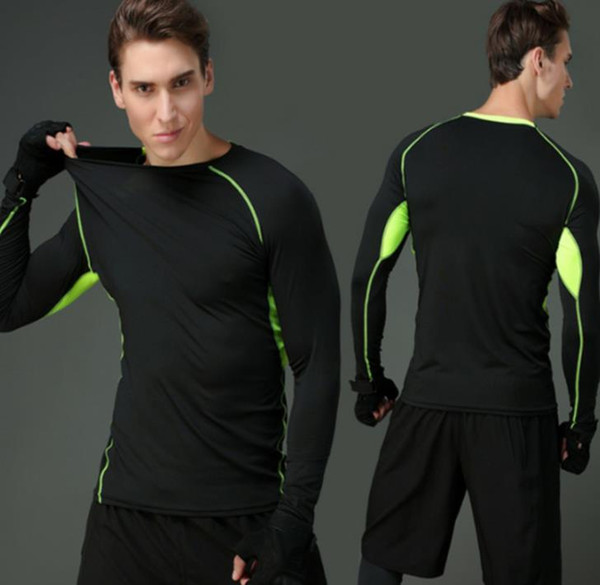 Tights training blouse men's fast dry high elasticity fitness suit long-sleeved basketball sweating T-shirt bottom tights